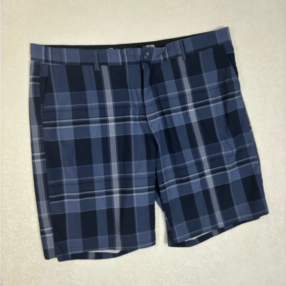 OP Flex 4-Way Stretch Blue and White Plaid Shorts with Stretch waist Size 44